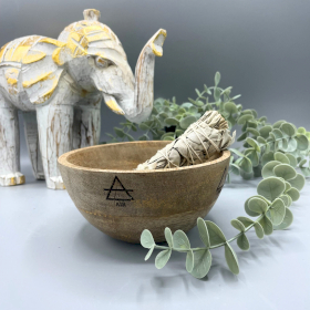 3x Wooden Smudge and Ritual Offerings Bowl - Four Elements - 13x7cm