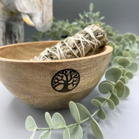 3x Wooden Smudge and Ritual Offerings Bowl - Tree of Life - 13x7cm