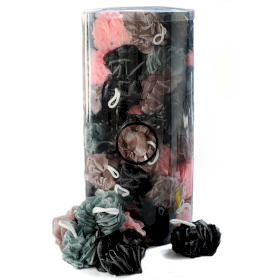 100x Tube of 100 Two Tones Scrunchies 4 asst (display tube) - 50gm