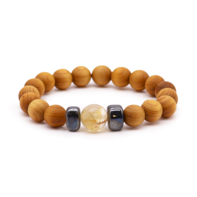 3x Cedarwood Solar Plexus Chakra Bangle with Citrine