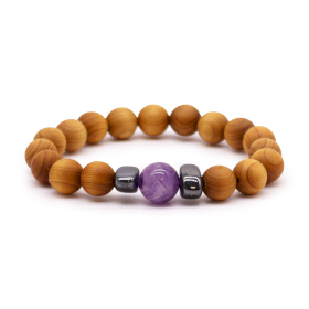 3x Cedarwood Third Eye Chakra Bangle with Amethyst