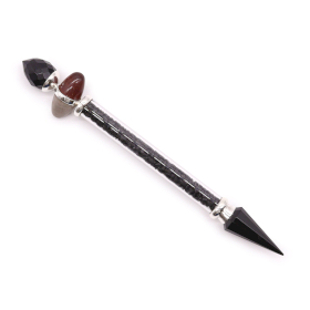 Shiva Lingam Magic Wand - 19.5cm - Black Tourmaline & Agate - Protection