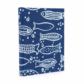 Cotton bound notebooks 20x15cm - 96 pages - Fish Indigo