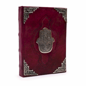 Heafty Red Tan Book - Zinc Hamsa Decor - 26x18cm