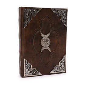 Heafty Brown Tan Book - Zinc Triple Moon Decor - 26x18cm