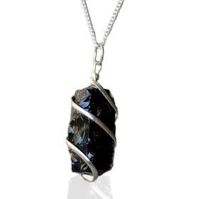 Cascade Wrapped Gemstone Necklace - Rough Black Onyx