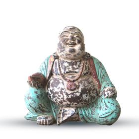 Vintage Mint Hand Carved Buddha Statue - 40cm - Happy Buddha