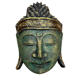 Home Decoration Buddha Head - 25cm - Green Shine Finish