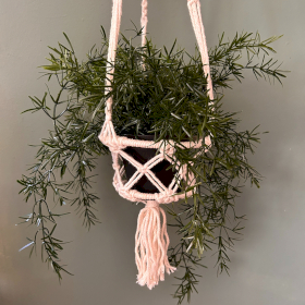 3x Macrame Hooped Pot Holder Small - Natural - 16cm Hoop