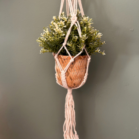 3x Macrame Small Drop Pot Holder - Natural - 75cm