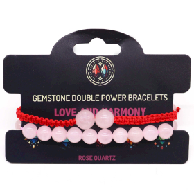 3x Gemstone Double Power Braclets- Rose Quartz