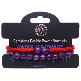 3x Gemstone Double Power Braclets- Amythist