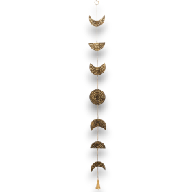 4x Indian Chimes - Brass Moon Phases Drop with Bell - 115cm