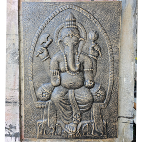 Large Ganpati Antique Gold Relief- 0.7x1m