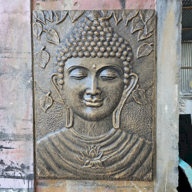 Large Buddha Antique Gold Relief - 0.7x1m