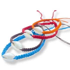 12x Handmade Friendship Bracelets - Cowrie Chums Shell (asst)