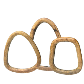Set of 3 Pebble Shaped Mirrors - Light Wood Finish