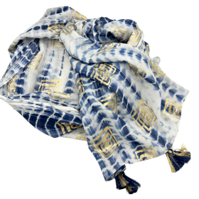 Nomad Sari - Pareo - Blue Tie Dye & Blockprint