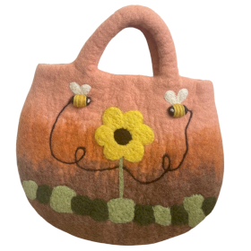 Sun Flower & Bees Felted Bag - 35x27cm