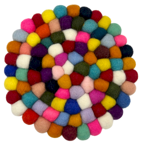 Felt Ball Round Placemat - 20cm Multi Colour