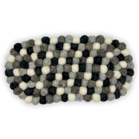 Felt Ball Oval Centre Mat - 38x18cm Multi Grey Colour