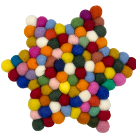 Felt Ball Star Centre Mat - 38x18cm Multi Colour