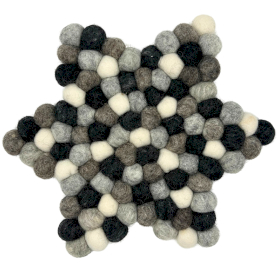 Felt Ball Star Centre Mat - 38x18cm Multi Grey Colour