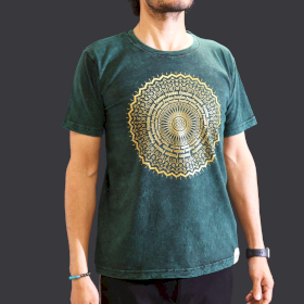 Stone Washed T-Shirt - Mandala - Green