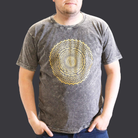 Stone Washed T-Shirt - Mandala - Dark Grey