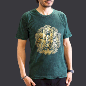 Stone Washed T-Shirt - Hamsa - Green