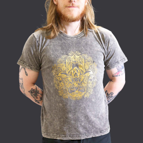 Stone Washed T-Shirt - Hamsa - Dark Grey