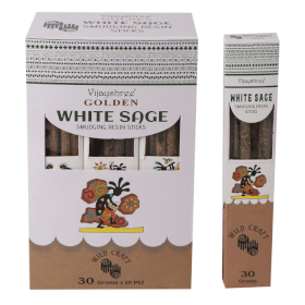 12x 30g Golden White Sage Smudging Resin Sticks (6s)