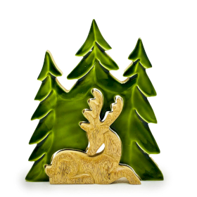 Lost in the Forest -  Stag in the Forest 3D Wooden Decoration - 23x20cm