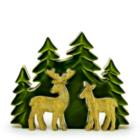 Lost in the Forest -  Two Deer in the Forest 3D Wooden Decoration - 18x23cm