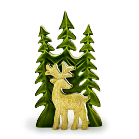 Lost in the Forest -  Stag in the Forest 3D Wooden Decoration - 25x15cm