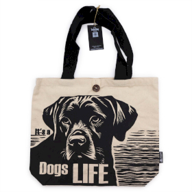 5x Iconic Classic Tote Bag - It\'s a Dogs Life - White 10oz (36x43x10cm)