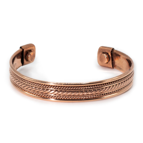 6x Copper Banded Pattern Bracelets with Magnets (assorted)