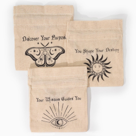 12x Esoteric Pouches - Natural & Black (4x 3 Designs) - 10x12cm