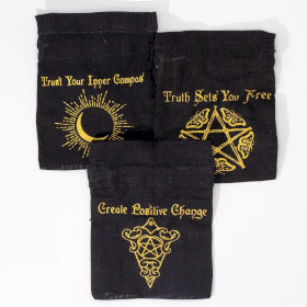 12x Esoteric Pouches - Black & Gold (4x 3 Designs) - 10x12cm