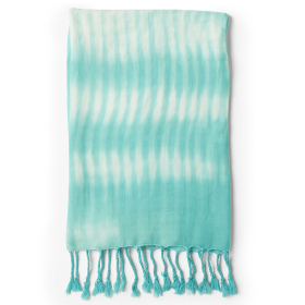 4x Boho Java Art Stole/Scarf - Teal Stripes & Motif - 62x200cm