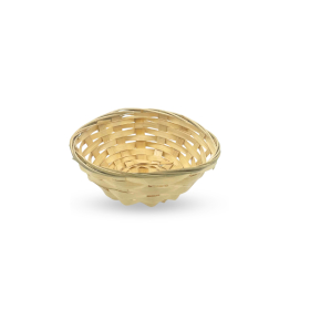 10x Round Bamboo Baskets - 15x5cm