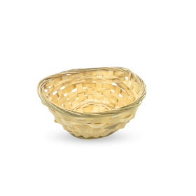 10x Round Bamboo Baskets - 17x6cm