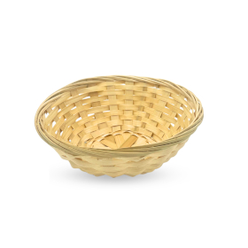 10x Round Bamboo Baskets - 20x7cm