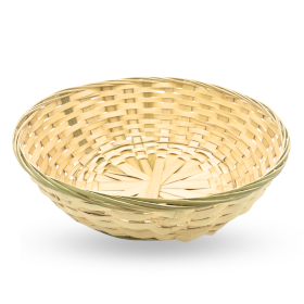 10x Round Bamboo Baskets - 30x9cm