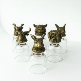 6x Bottom Up Shot Glasses (50ml) - Mystical Creatures - Antique Bronze