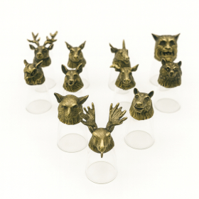 12x Bottom Up Shot Glasses (25ml) - Forest & Mystical Creatures - Antique Bronze