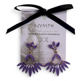 Lavender - Vintage Glass - Long Drop - Earrings