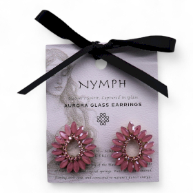 Rose Quartz - Vintage Glass - Loop - Earrings
