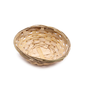 10x Round Bamboo Baskets - 15x5cm
