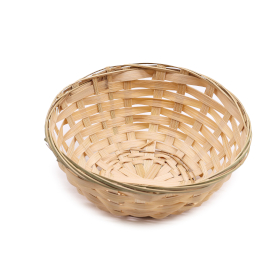 10x Round Bamboo Baskets - 17x6cm